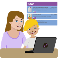 A parent and child using 2Dos in Purple Mash by 2Simple Ltd