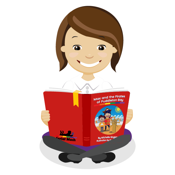 A primary school child reading a Serial Mash book by 2Simple Ltd