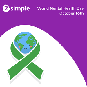 An image showing the Earth wrapped in a green ribbon to represent World Mental Health Day by 2Simple Ltd.png